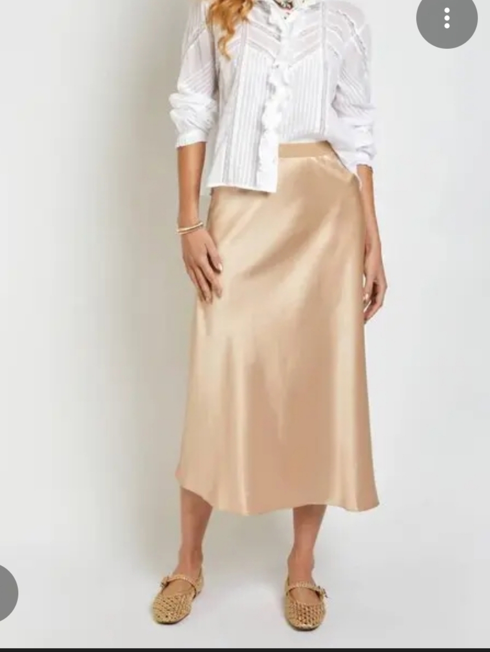 Joyce Met Rachie Silk Bias-Cut Midi Skirt in Champagne